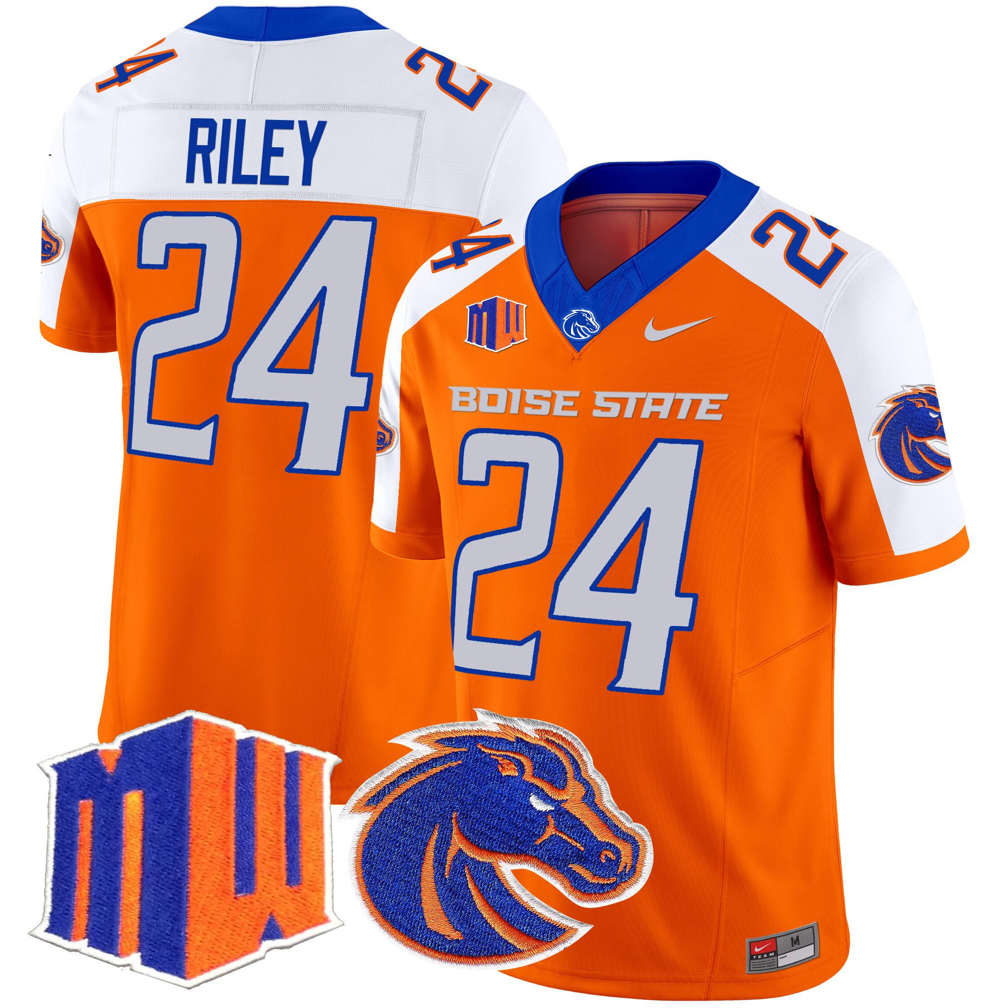 Men Boise State Broncos #24 Riley Orange Nike 2024 Vapor Limited NCAA Jersey->more ncaa teams->NCAA Jersey